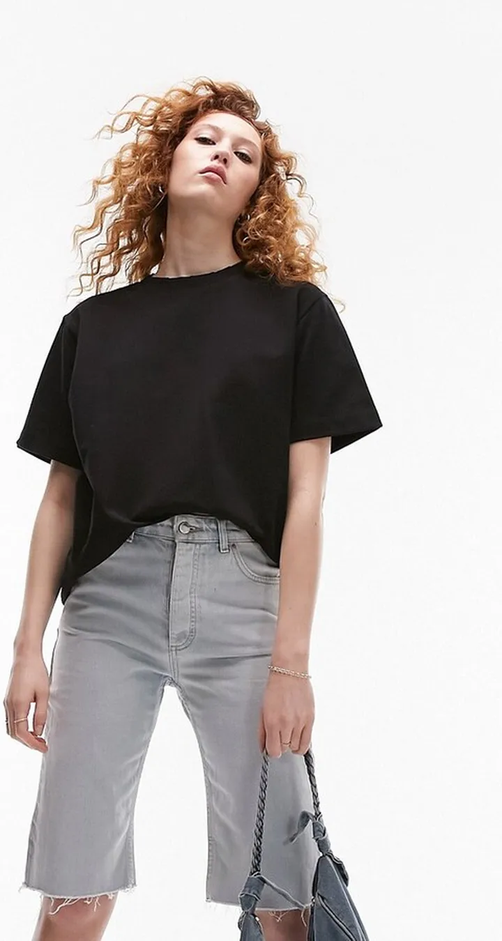 Topshop premium basic short sleeve tee in black