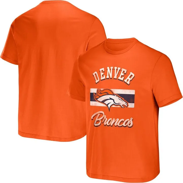 Men's Nfl x Darius Rucker Collection by Fanatics Orange Denver Broncos Stripe T-shirt
