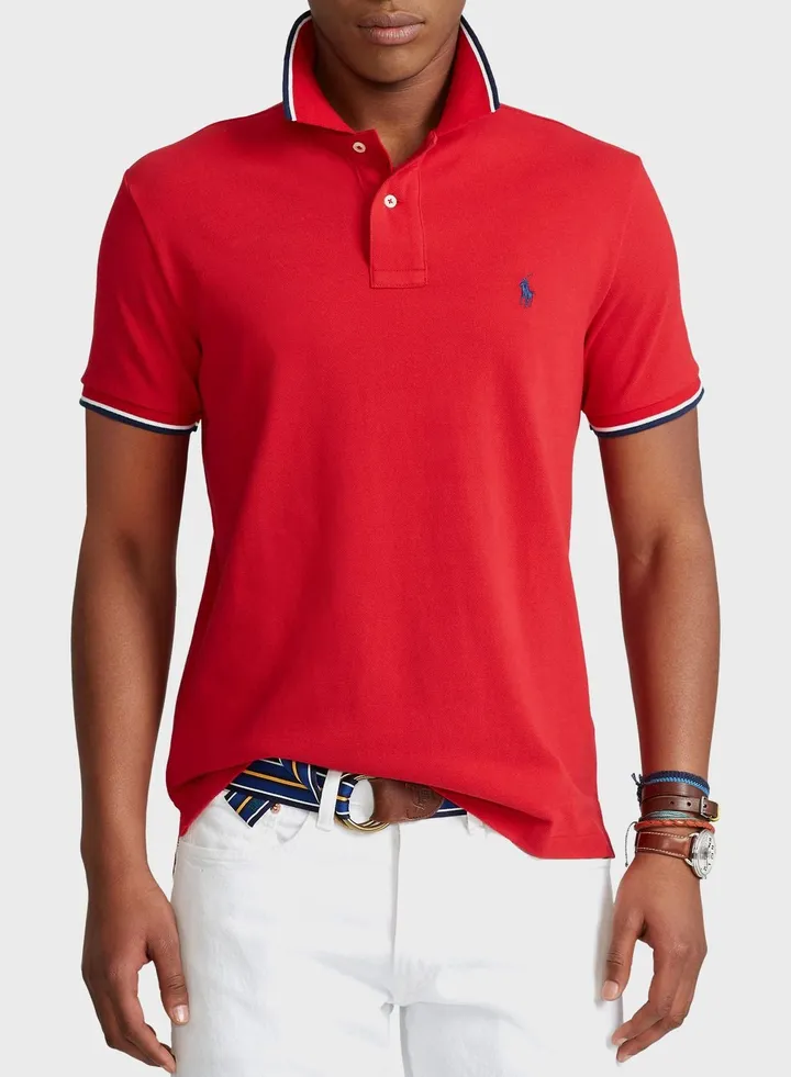 Custom Slim Fit Mesh Polo Shirt
