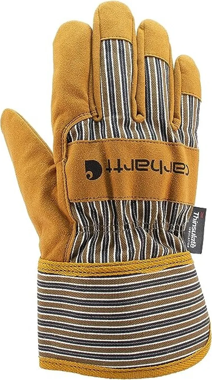 Carhartt Men's Insulated Suede Work Glove with Safety Cuff (Brown) Extreme Cold Weather Gloves
