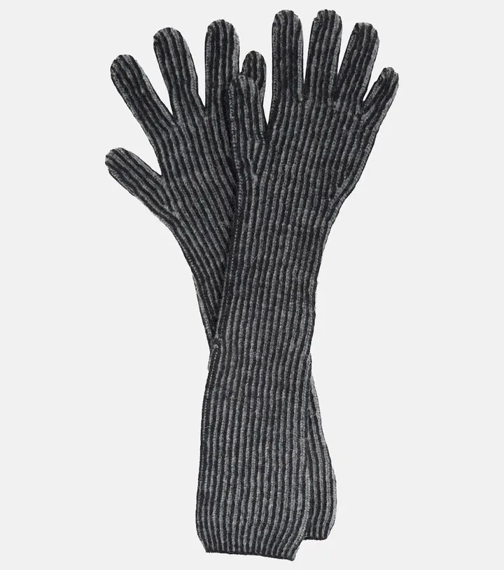 Ribbed-knit wool-blend gloves