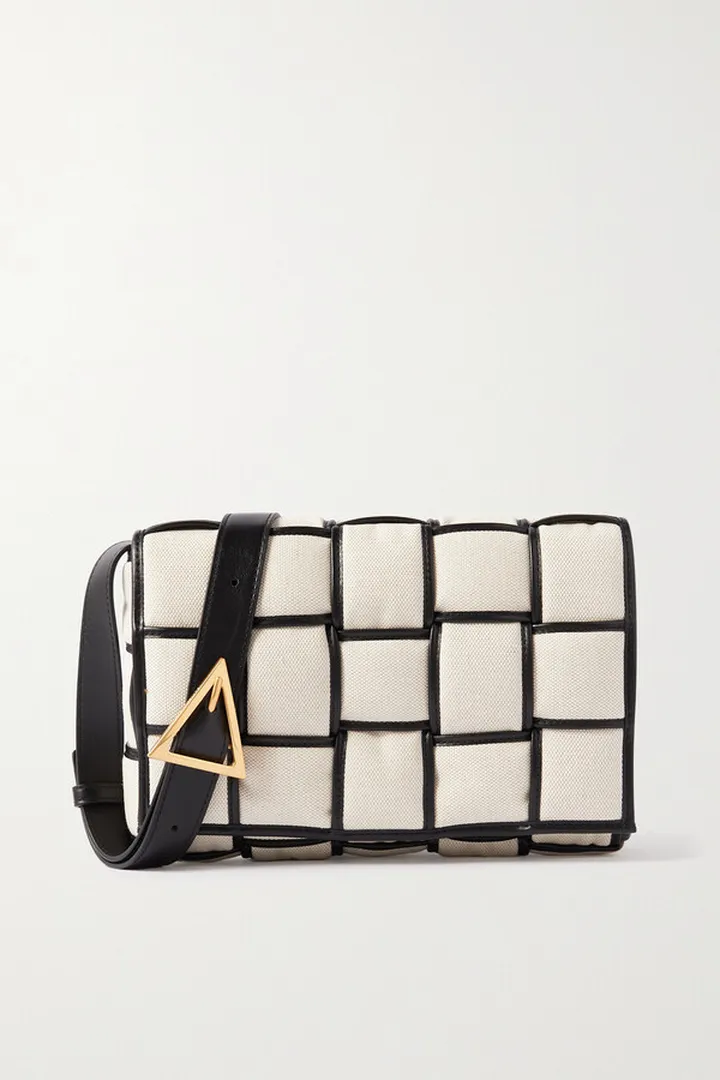 Bottega Veneta - Cassette Padded Intrecciato Leather-trimmed Canvas Shoulder Bag - Black