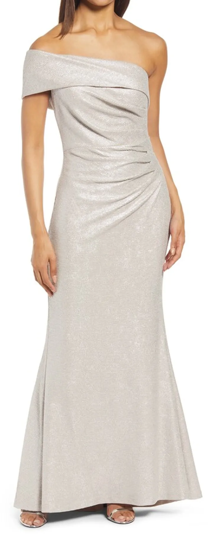One-Shoulder Glitter Mermaid Gown