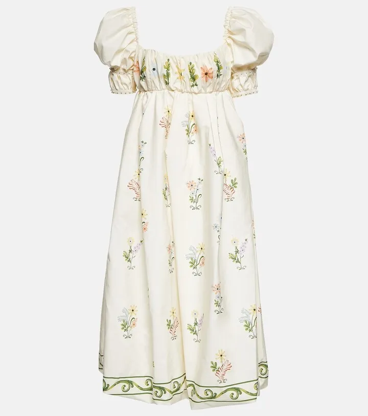 Canoa Pradera embroidered cotton midi dress