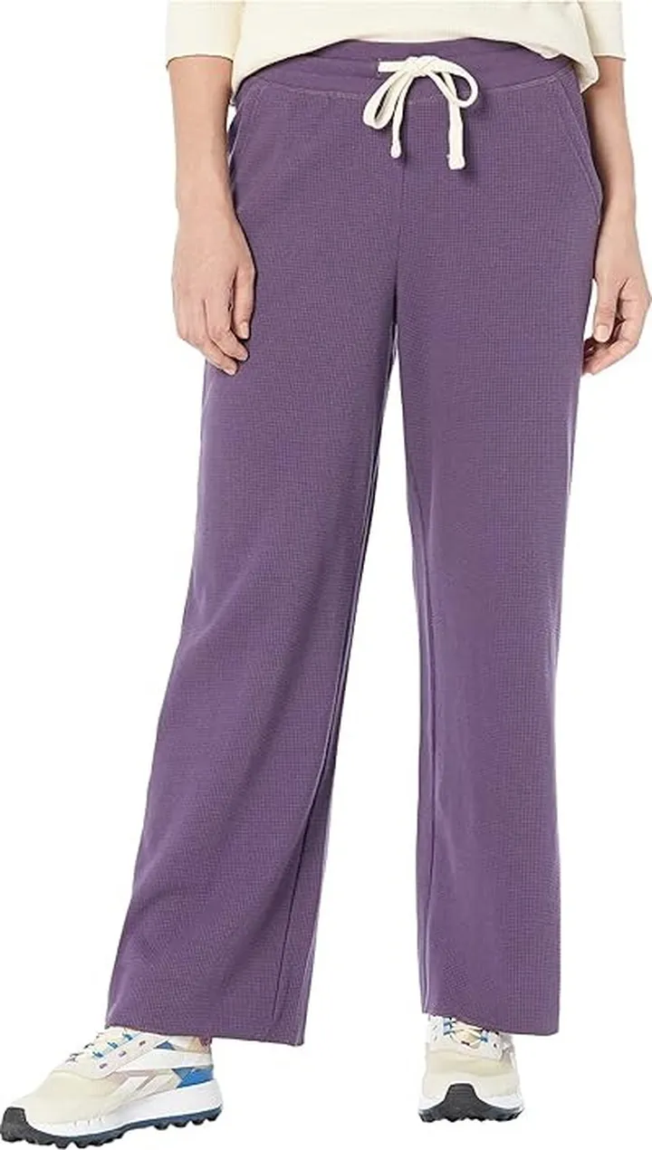 PACT Waffle Wide Leg Crop Pants (Currant) Women's Casual Pants