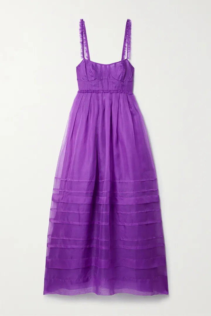 Ulla Johnson - Priscilla Ruffled Tiered Silk-organza Midi Dress - Purple