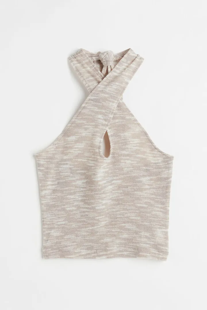 Fine-knit Halterneck Top