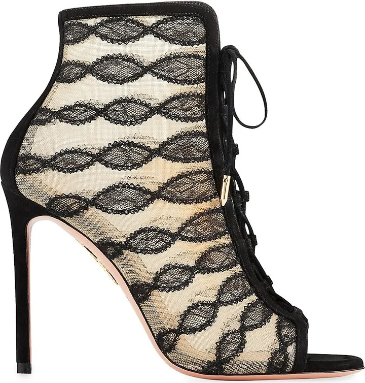 After Dark Lace Mesh Lace-Up Booties