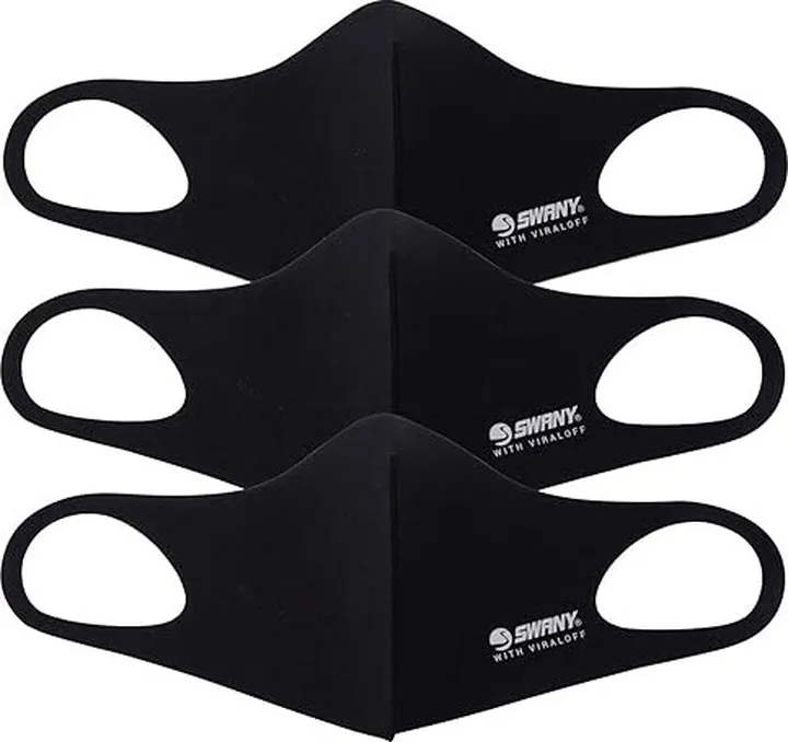 Mundi Swany ViralOff Face Lightweight 4 Way Stretch (Black (3 Masks)) Caps