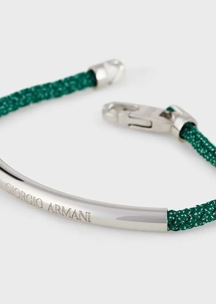 Plaited-leather bracelet with 925 sterling silver details