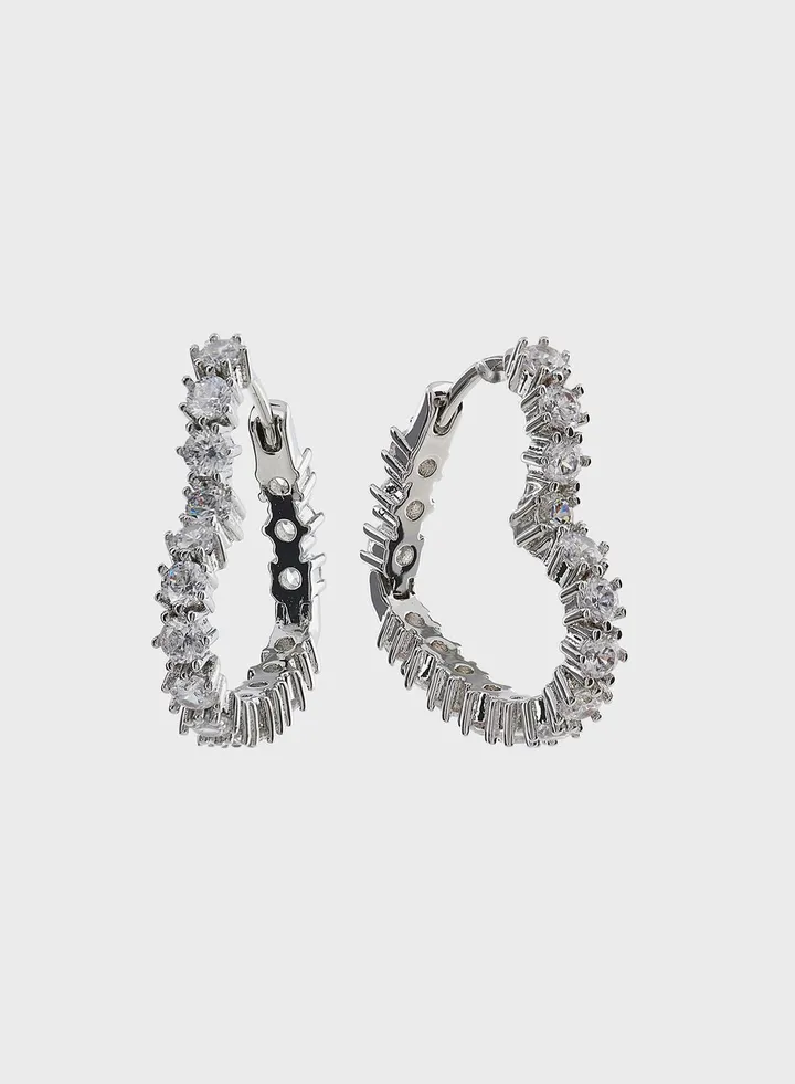 Diamond Heart Cuff Earrings