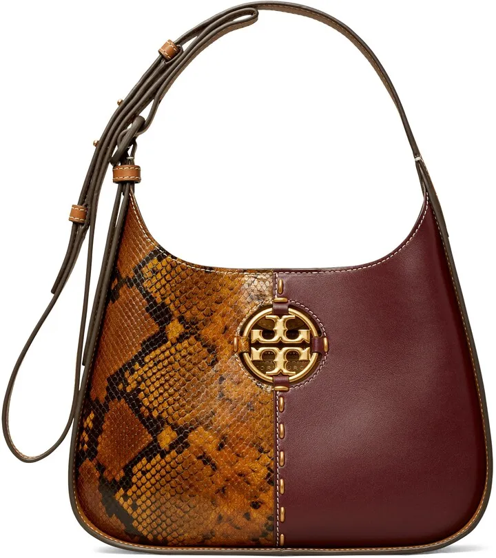 Small Snakeskin Print Leather Shoulder Bag