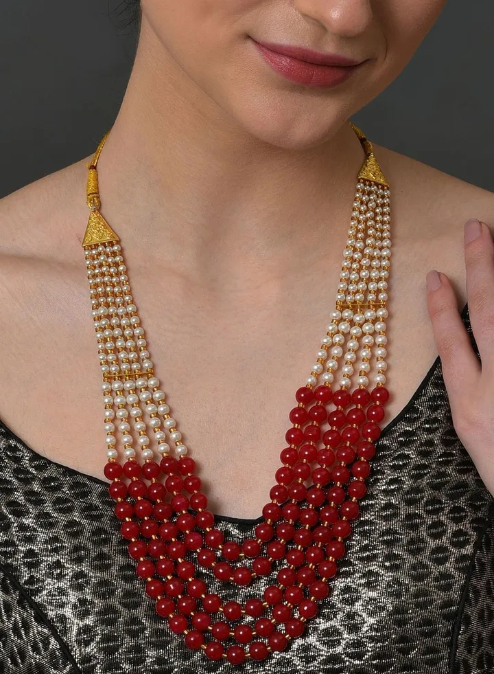 Pearl Beaded Gold Plated Necklace