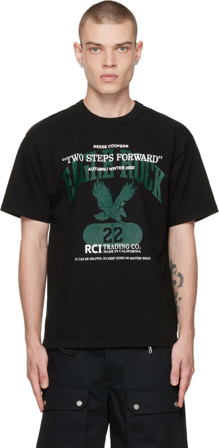 Reese Cooper Black 'Two Steps Forward' T-Shirt