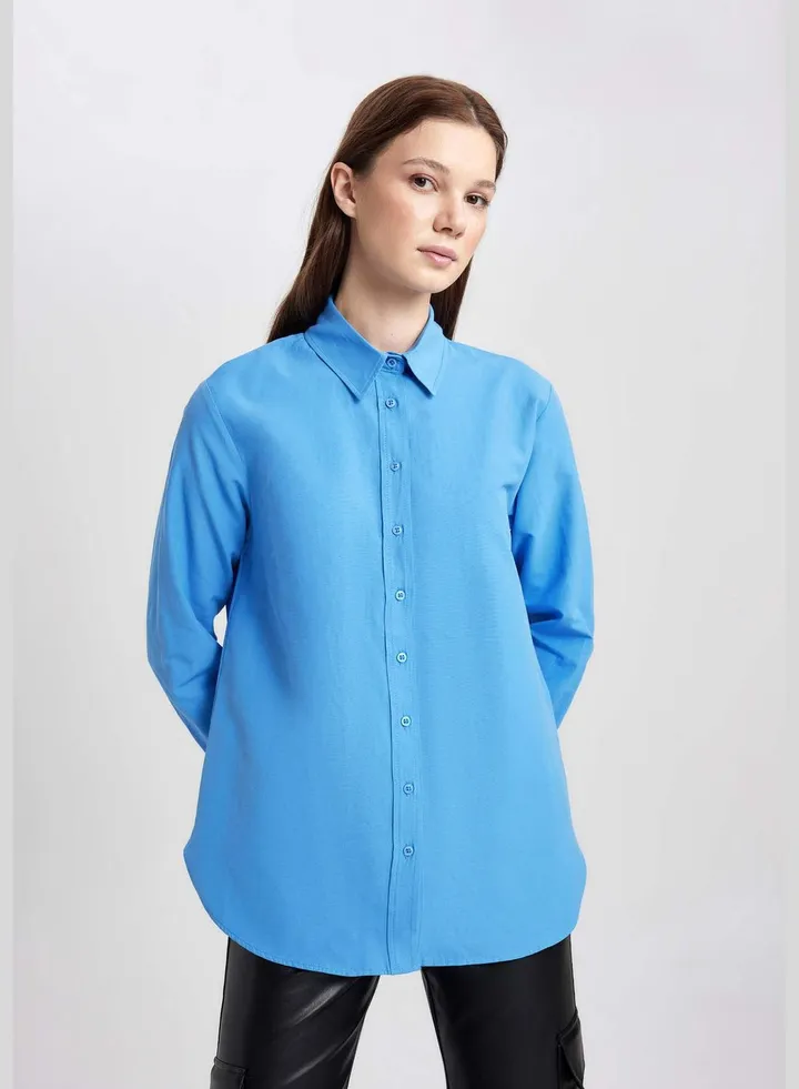 Woman Woven Long Sleeve Tunic