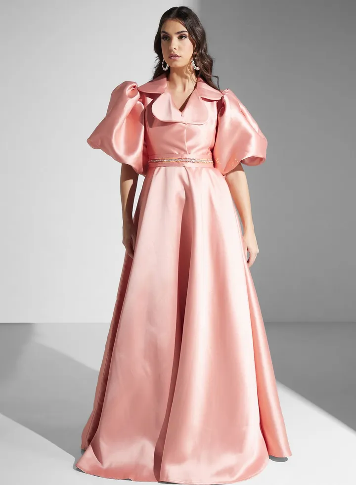 Cape Sleeve Satin Dress