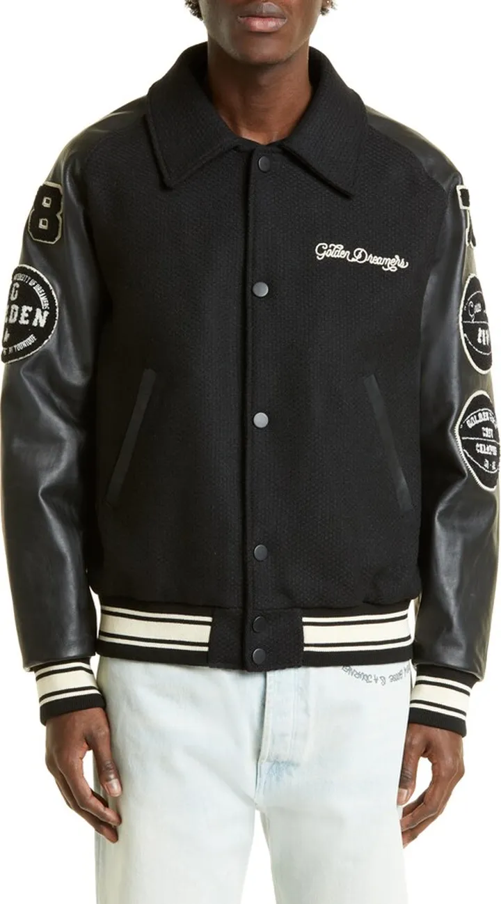 Golden Dreamers Wool & Leather Letterman's Jacket