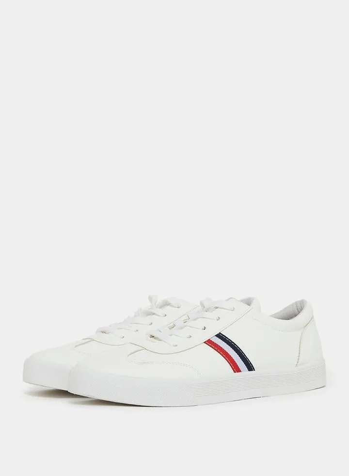Striped Detail Lace Up Platform Sneakers