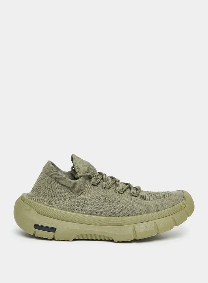 Textured Chunky Sole Lace Up Sneakers