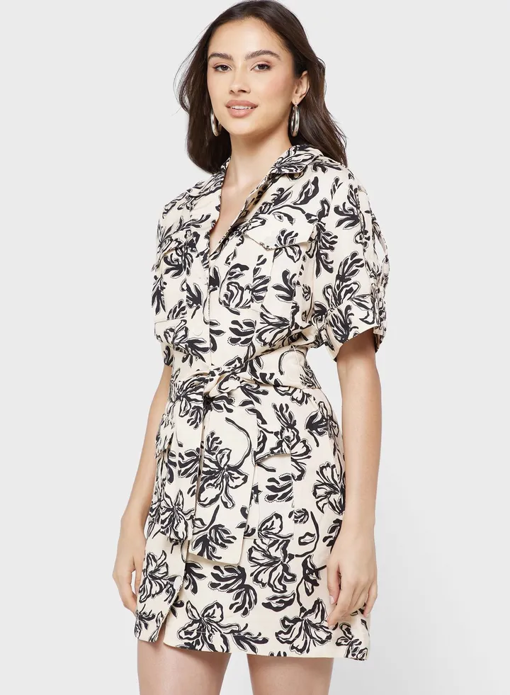 Printed Button Down Dress