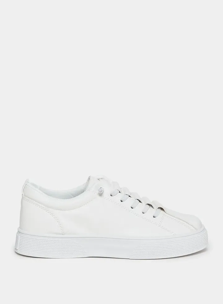 Faux Leather Accent Platform Sole Sneakers