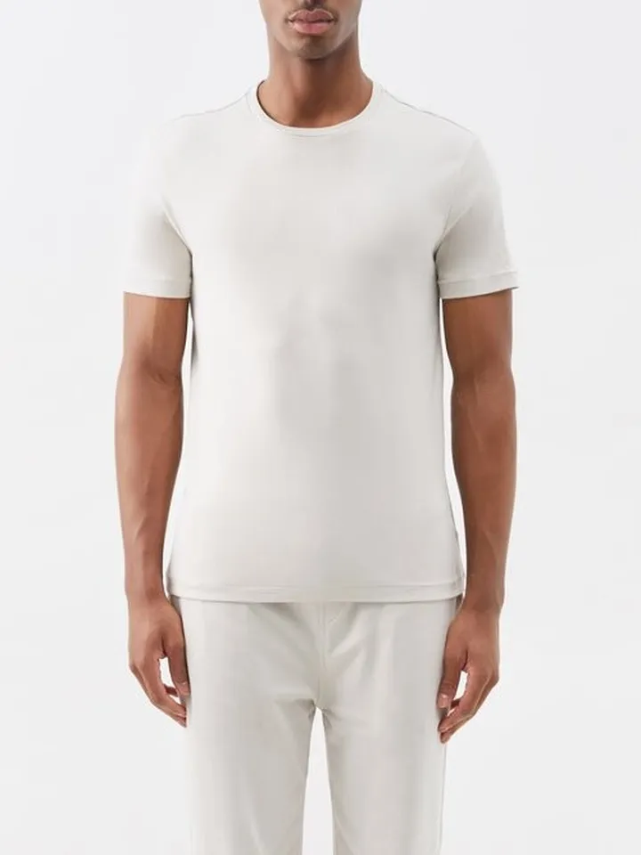 Logo-embroidered Cotton-jersey Pyjama Top
