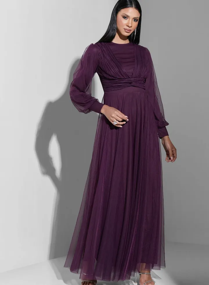 Balloon Sleeves Shimmer Dress