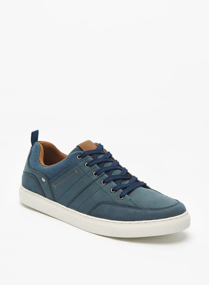 Paneled Casual Sneakers with Lace-Up Closure