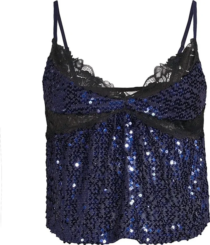 Right Rhythm Sequined & Lace Cami