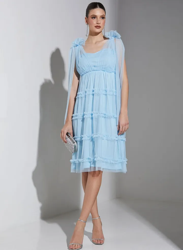Youmna Tiered Dress With Tie Up