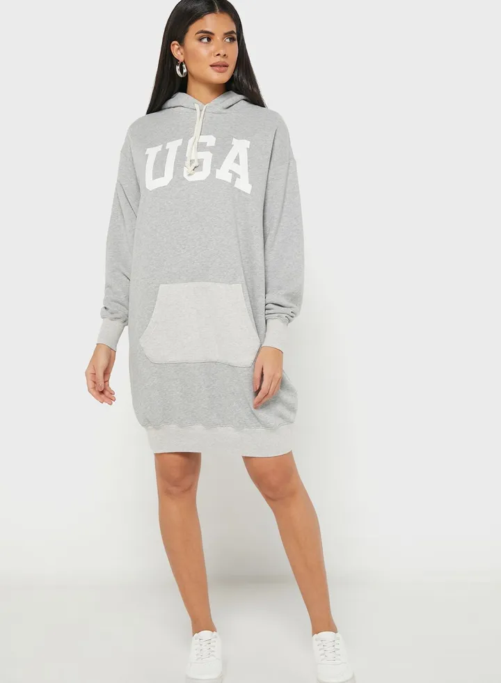 Pocket Detail Graphic Hoodie