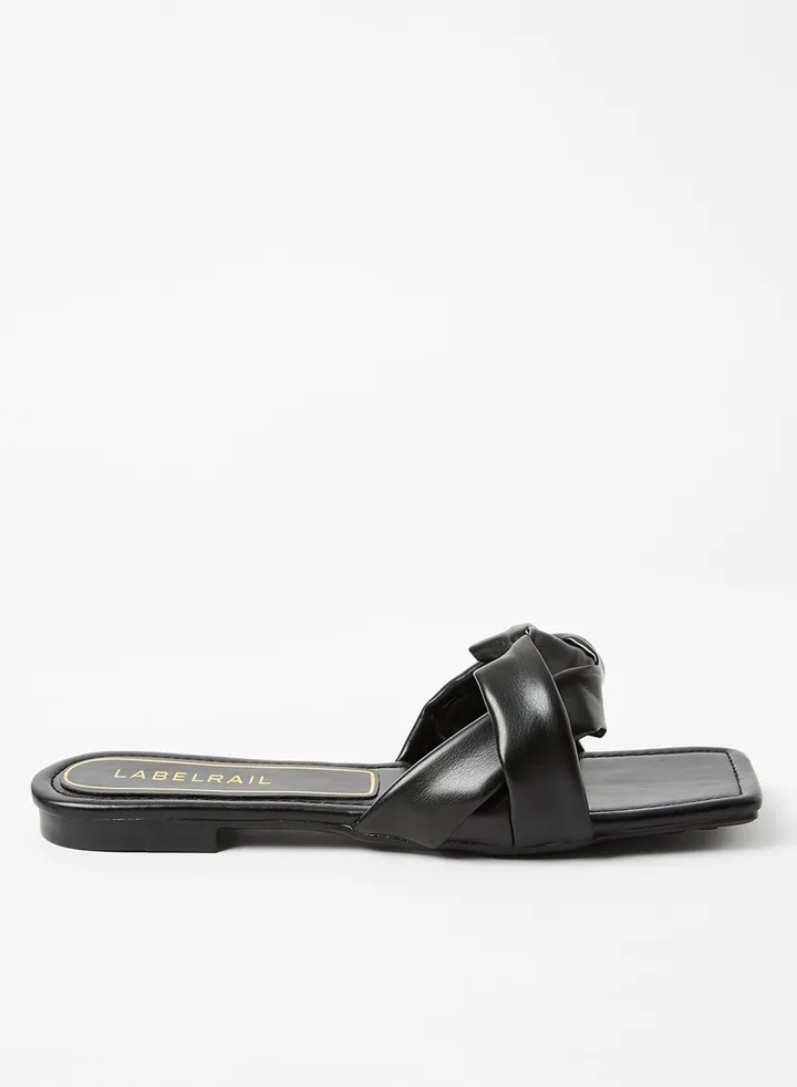 Faux Leather Flat Sandals