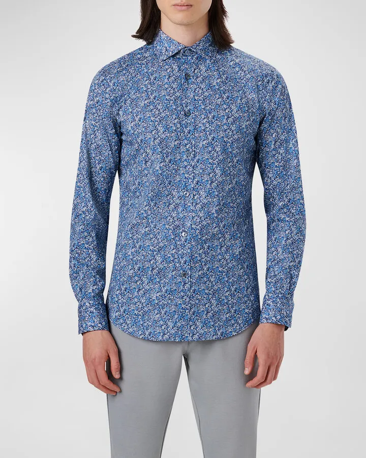 Men's Cotton-Stretch Sport Shirt