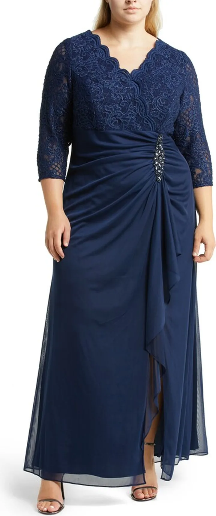Beaded Lace Bodice Empire Waist Gown