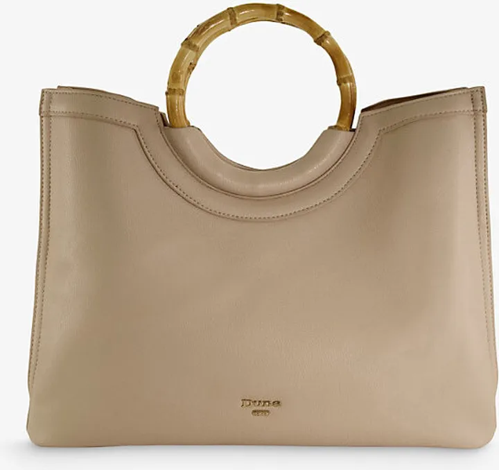 Nude-plain Synthetic Distinguish Bamboo-handle Faux-leather Shopper bag