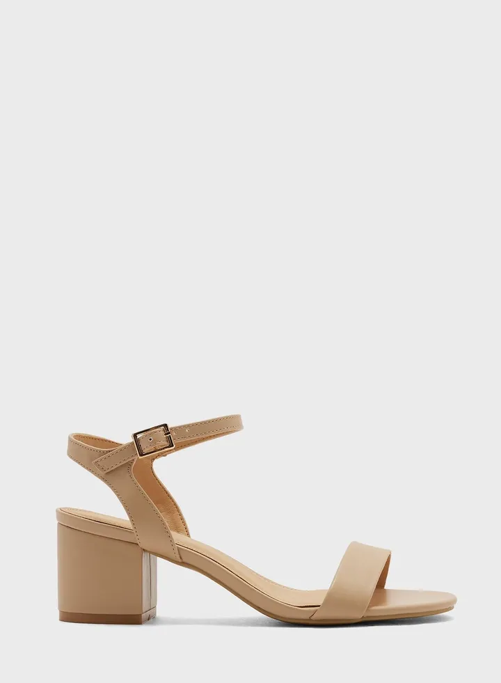 Mid Block Heel Strap Sandal