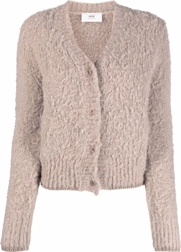 V-neck fleece cardigan