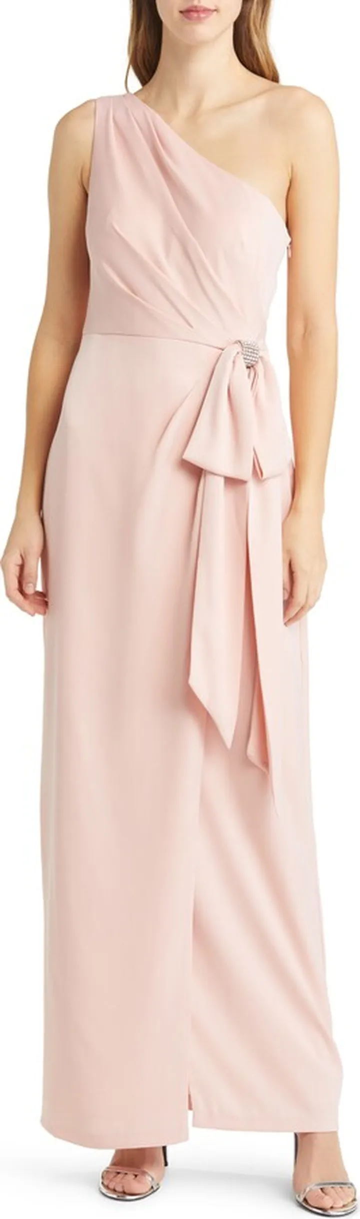 Side Bow One Shoulder Gown