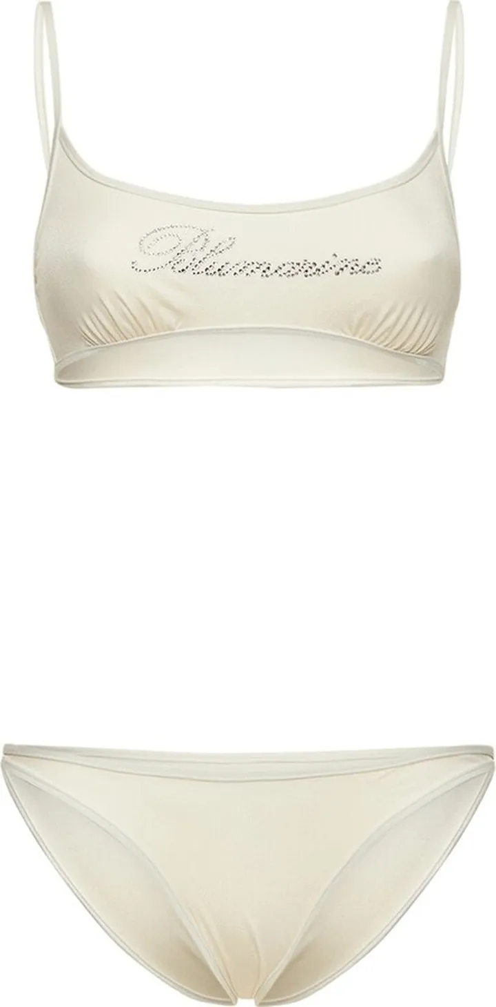 Embellished logo bikini set