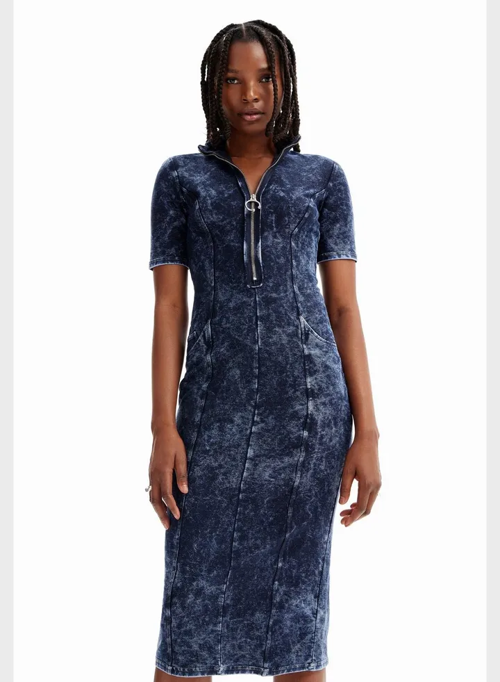 Printed Zip Detail Dress
