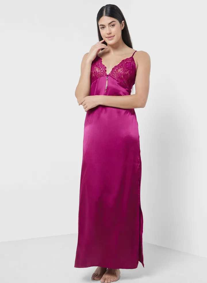 Straip Detail High Leg Nightdress