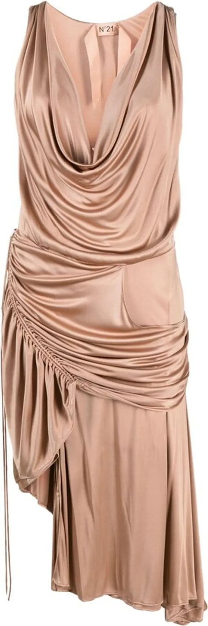 Draped-Detail Midi Dress