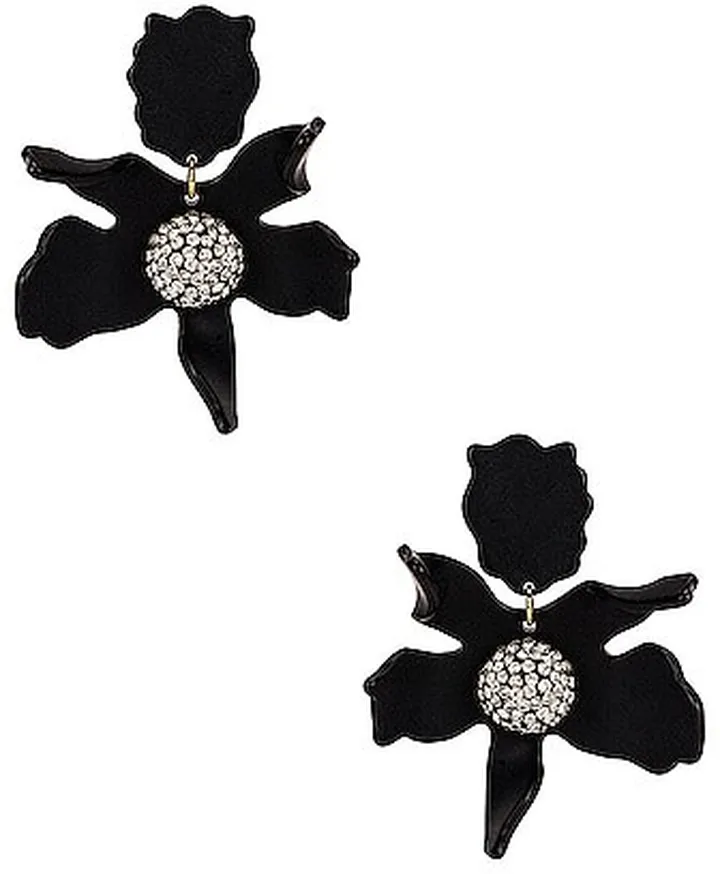 Lele Sadoughi Crystal Lily Earrings in Black