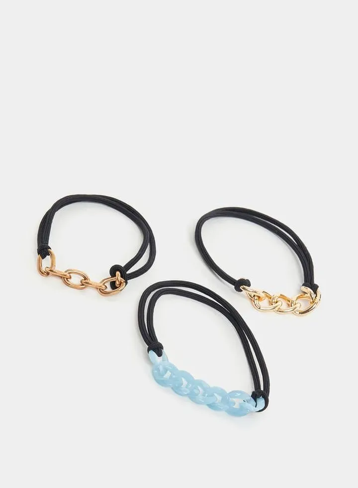 Set of 3 - Chain Link Detail Hair Ties