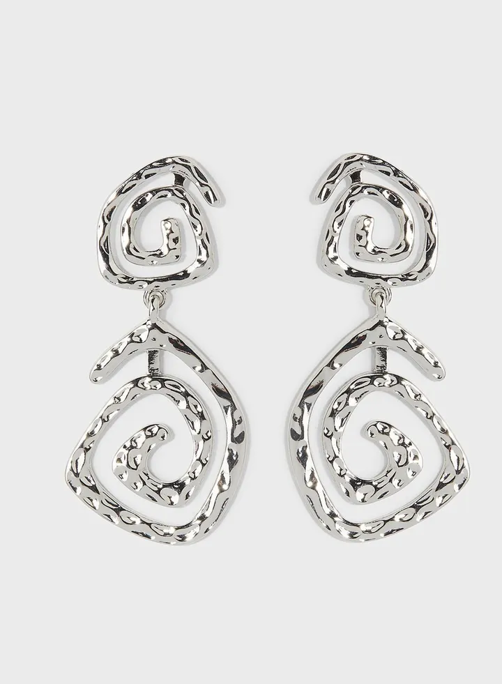 Swirl-Shaped Pendant Earrings