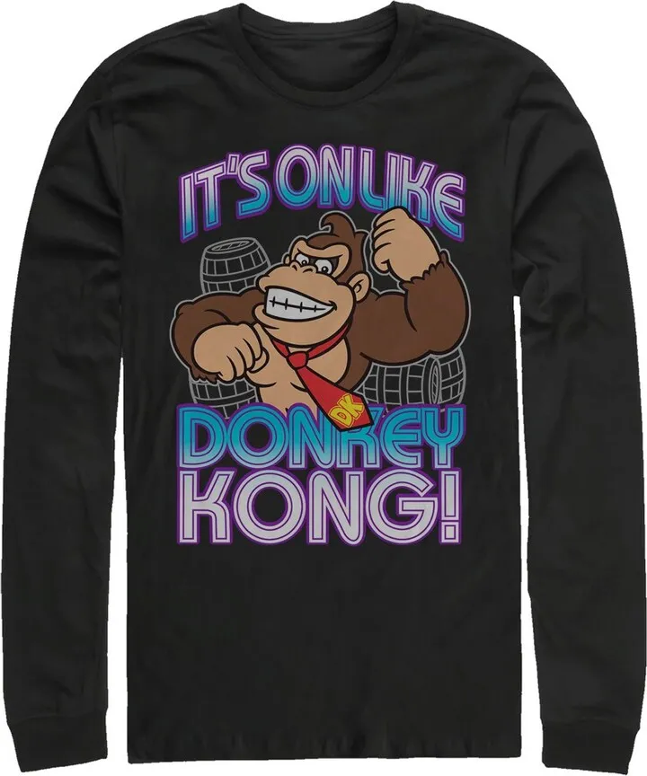 Men's Nintendo Donkey Kong It's On Long Sleeve Shirt - Black - Small