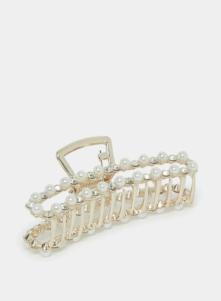 Faux Pearl & Rhinestone Hair Claw