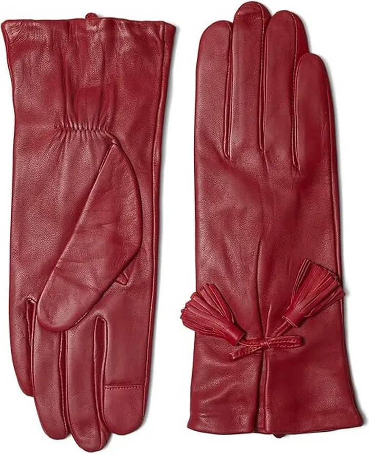 Kate Spade New York Tassel Bow Leather Gloves (Wildflower Red) Extreme Cold Weather Gloves
