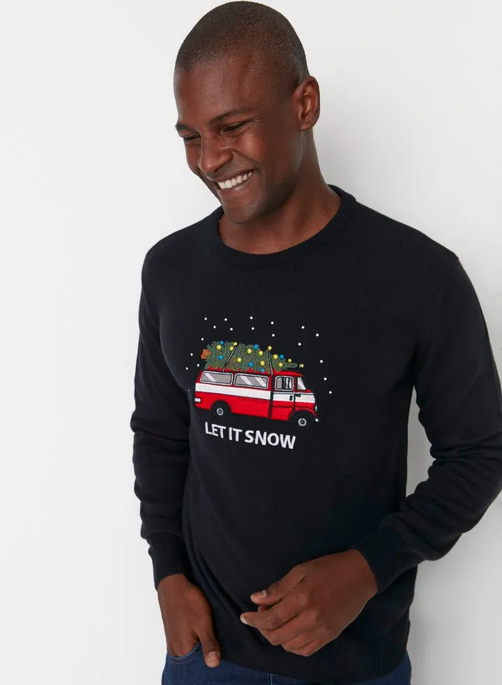 Christmas Embroidery Knitted Sweater