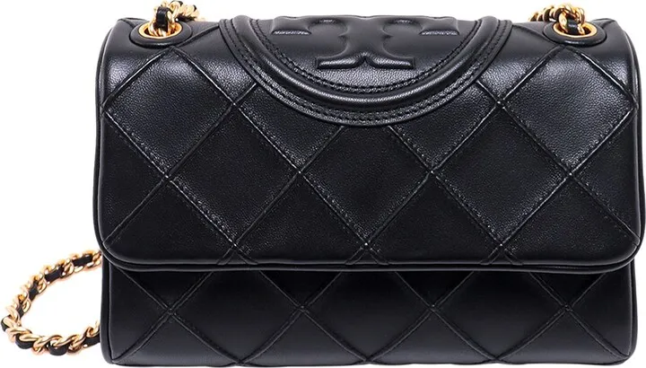 Leather shoulder bag with embossed logo